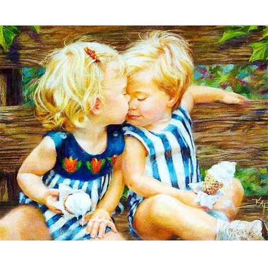 Portrait Boy And Girl Diy Paint By Numbers Kits ZXE207-23 - NEEDLEWORK KITS