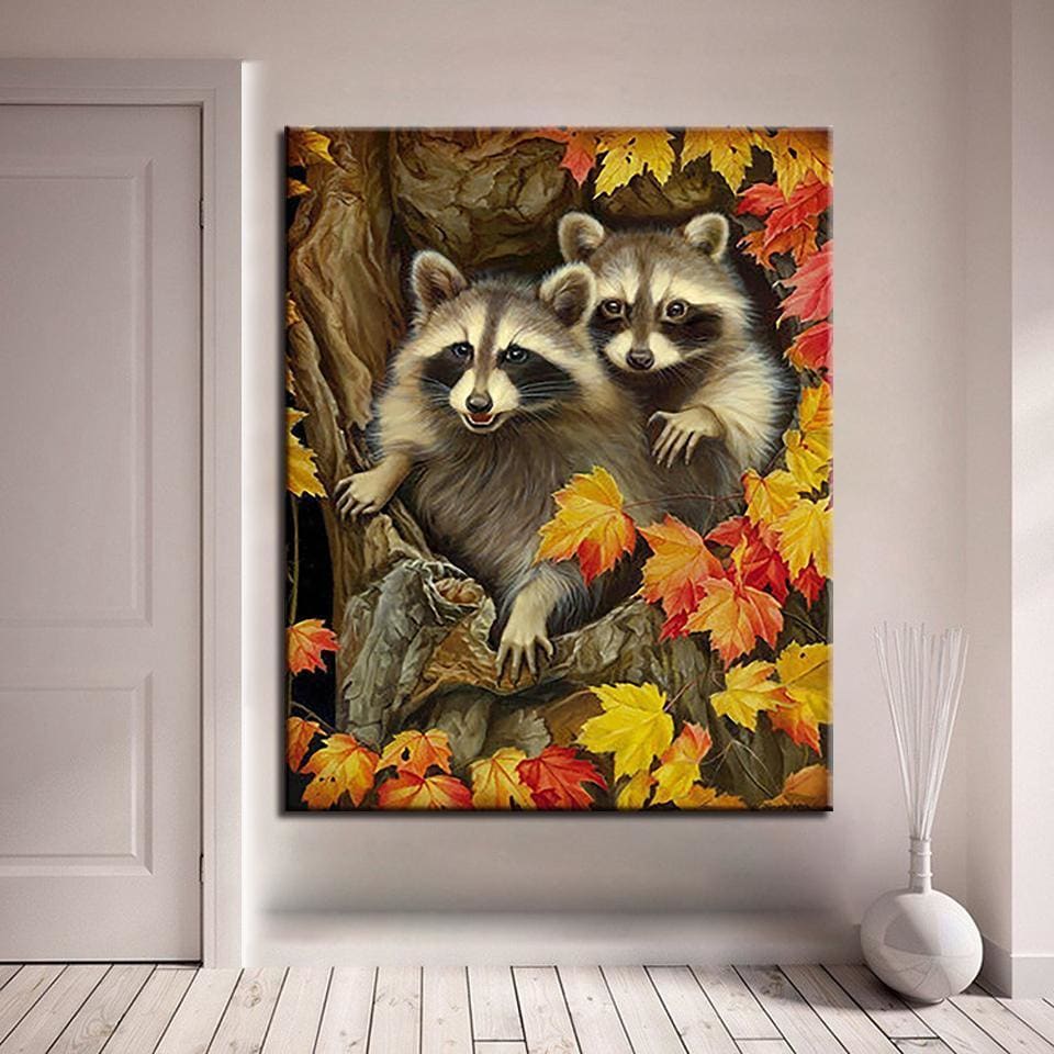 Raccoon Diy Paint By Numbers Kits PBN30106 - 222