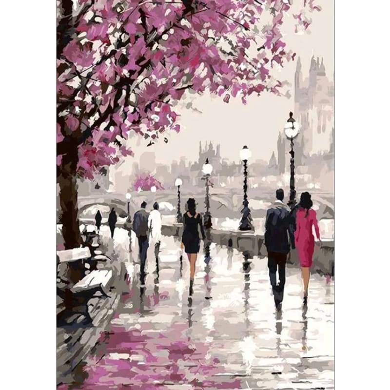 Romantic Street Scenery Diy Paint By Numbers Kits PBN00034 - NEEDLEWORK KITS