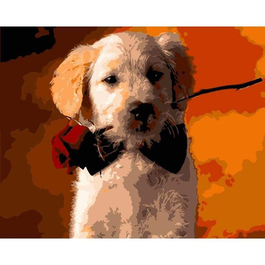 Rose Dog Diy Paint By Numbers Kits WM-660 - NEEDLEWORK KITS