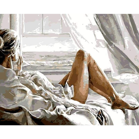 Sexy Woman On Bed Diy Paint By Numbers Kits WM-395 - NEEDLEWORK KITS