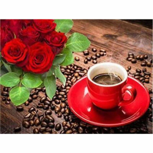 Special Coffee Cup And Flowers Diy Full Drill - 5D Diamond