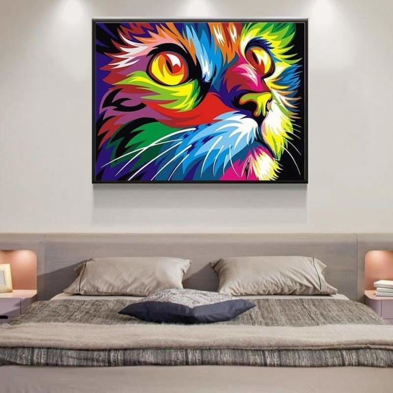 Special Colorful Cat Portrait Diamond Painting Cross Stitch 