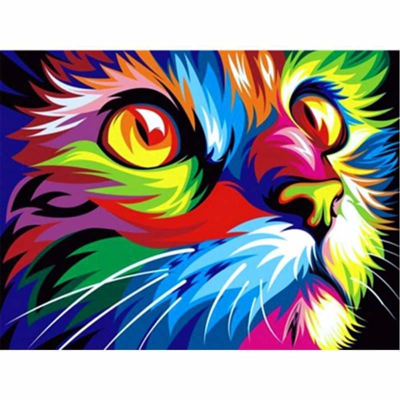 Special Colorful Cat Portrait Diamond Painting Cross Stitch 