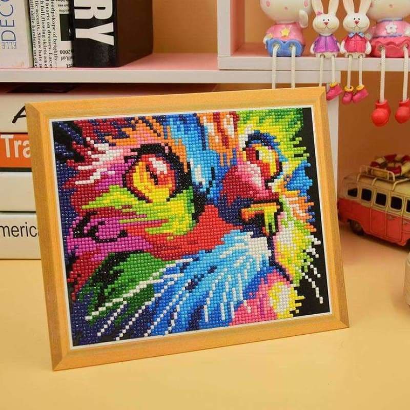 Special Colorful Cat Portrait Diamond Painting Cross Stitch 