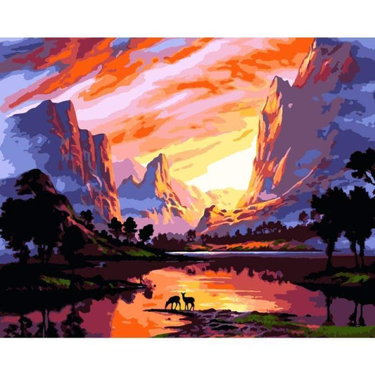 Sunset River Valley Diy Paint By Numbers Kits WM-540 - NEEDLEWORK KITS