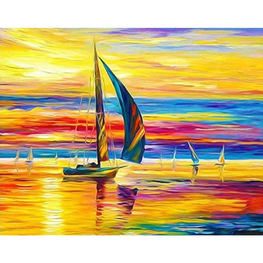 Sunset Sailing Landscape Diy Paint By Numbers Kits VM94823 - NEEDLEWORK KITS