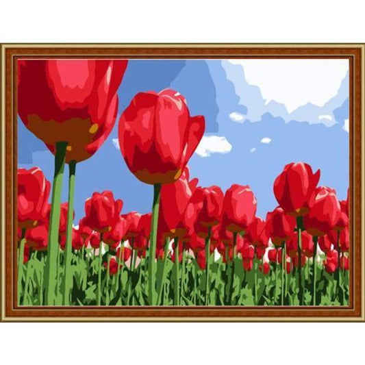 Tulips Diy Paint By Numbers Kits ZXE025 - NEEDLEWORK KITS