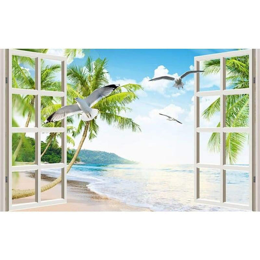 Window Landscape Beach Summer DIY Paint By Numbers Kits 