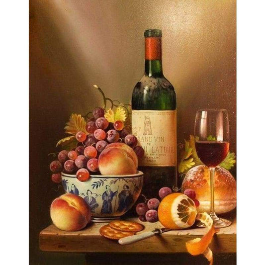 Wine And Fresh Fruit Diy Paint By Numbers Kits VM00210 - NEEDLEWORK KITS